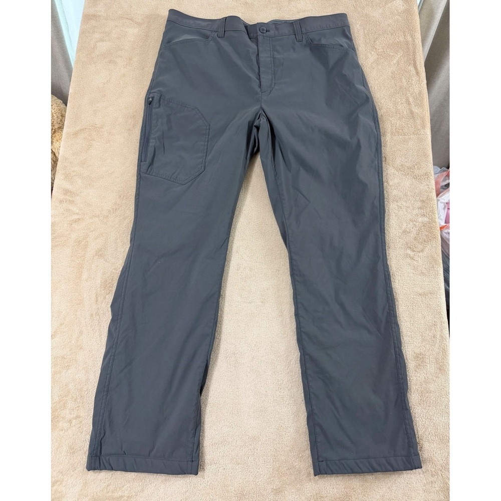 Eddie Bauer pants Mens size 40x32 Grey Fleece Lined Tech Hiking Outdoor EUC